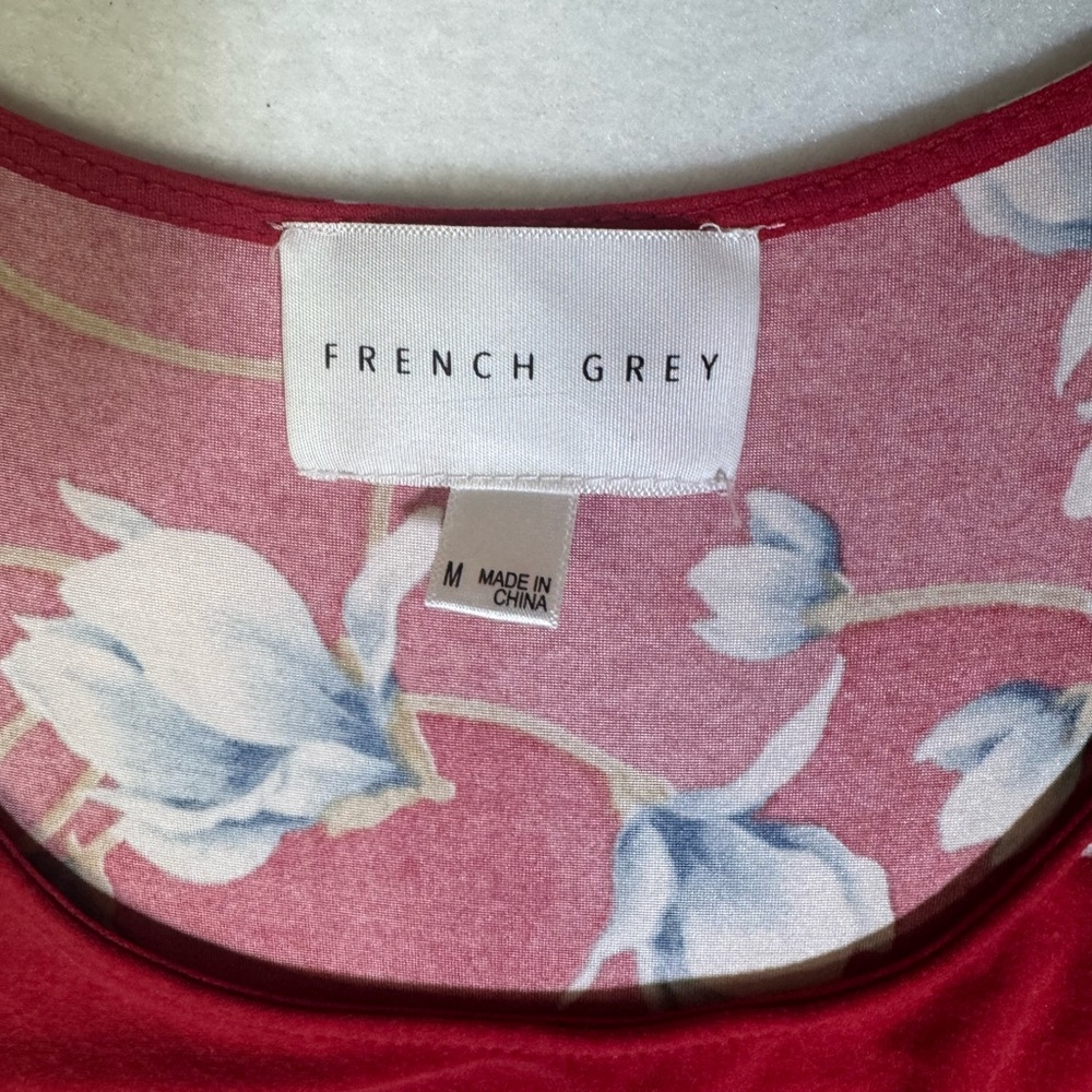 French Grey‎ Red Floral Sleeveless Dress | Size M - Picture 2 of 4